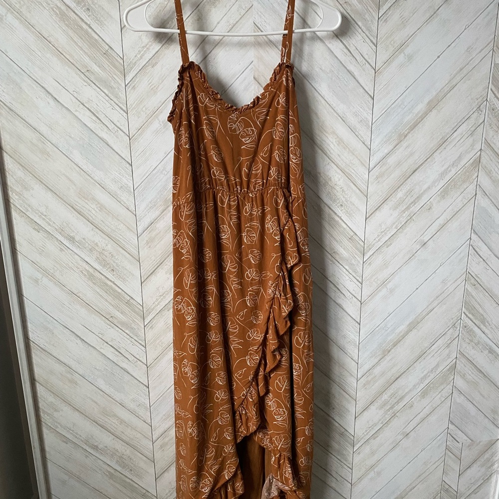 Orange Asymmetrical Ruffled Sundress
